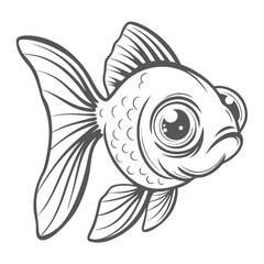 Stylized Black Moor Goldfish Vector Illustration