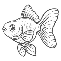 Goldfish Line Art Illustration, Carassius Auratus