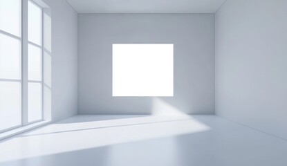 Empty, bright room with large window