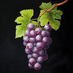 Fototapeta premium Still life of a bunch of red grapes on a dark background