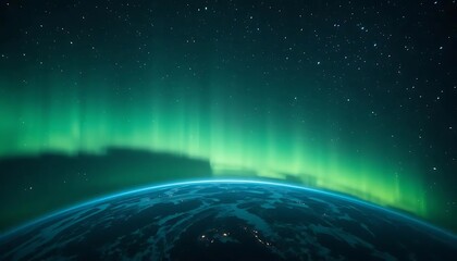 Obraz premium Cosmic Ballet: Aurora Borealis dances across a starlit sky, painting Earth in ethereal beauty. Stars