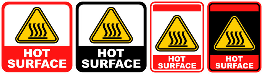 set sign hot surface warning symbol design label template vector illustration