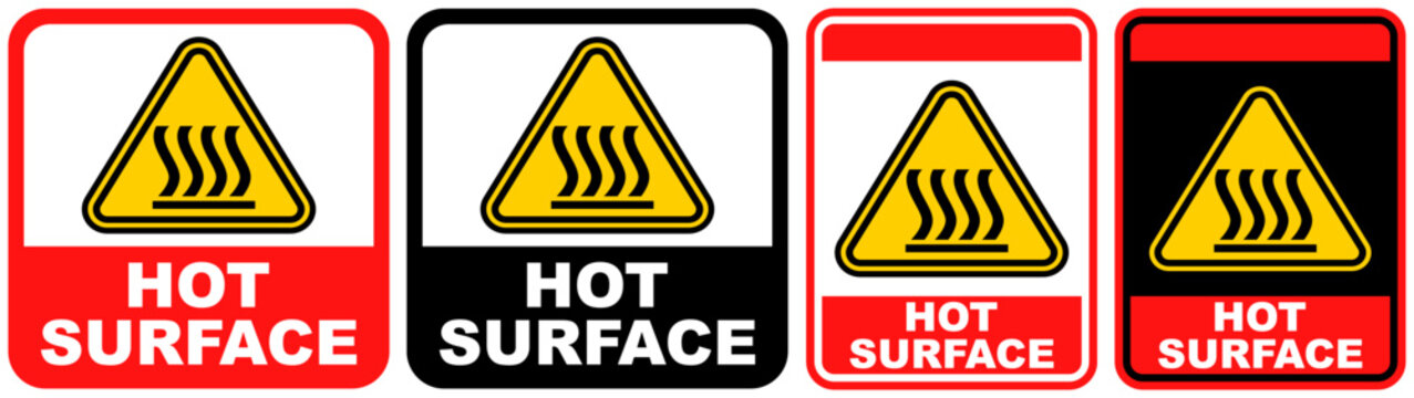 set sign hot surface warning symbol design label template vector illustration