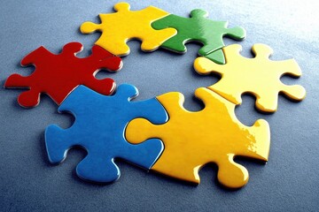 Obraz premium Colorful puzzle pieces forming a circle