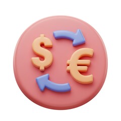 Obraz premium Global Currency Exchange: Fun, Colorful 3D Cartoon Icon. Perfect for websites, apps, and 