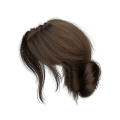 3d render brunette messy tied hair isolated