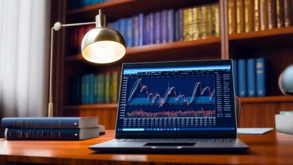 Analyzing stock market data and financial charts on laptop for investment strategies success - Powered by Adobe