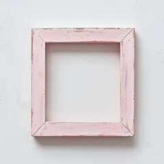 Empty pink wooden picture frame
