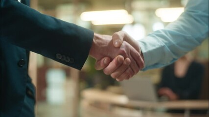 Men hands close up handshaking business partners deal guys meeting in office welcome greeting businessmen partnership male handshake colleagues arms shaking partnership agreement cooperation recruit - Powered by Adobe