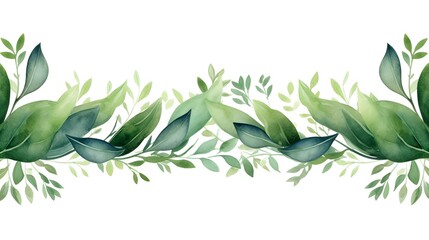 Beautiful Green Leaf Frame Isolated on White Background for Natural Spring Designs