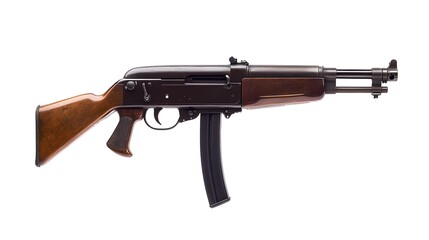 Obraz premium Vintage Thompson submachine gun from World War II era isolated on white background