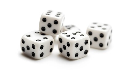High Quality White Dice Isolated on White Background for Gaming Concepts