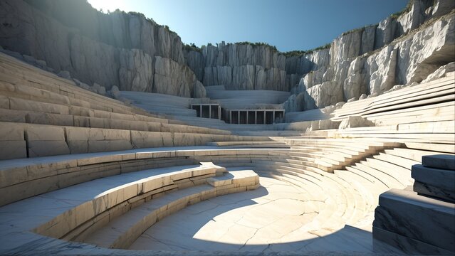 Ancient Stone Amphitheater - Classical Architecture for Historical Illustrations and Cultural Travel Backgrounds