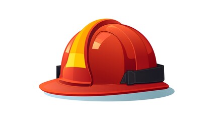 Fototapeta premium Professional flat vector illustration of a red helmet on a white background for safety gear