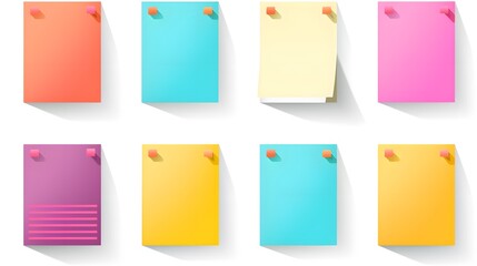 Vibrant collection of colorful memos on a clean white background for professional presentations