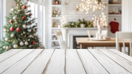 White Wooden Table Christmas Room Decor Festive Season