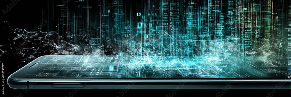 Leinwandbilder smartphone screen melting into code represents digital integration at the forefront of technology an