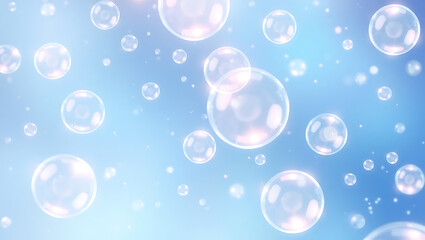 Floating Blue Bubbles: Abstract Aquatic Background with Vibrant Glossy Circles