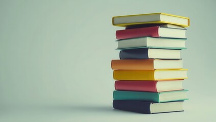 Colorful books stacked high