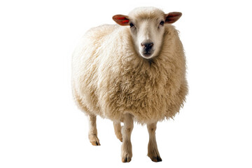 Fototapeta premium Fluffy sheep standing against adorable farm animal image fur wool cute on transparent background
