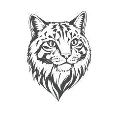 Obraz premium Stylish Black and White Bobcat Head Illustration