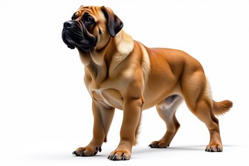 Fototapeta premium Majestic mastiff, powerful stance, white background, dog breed, image