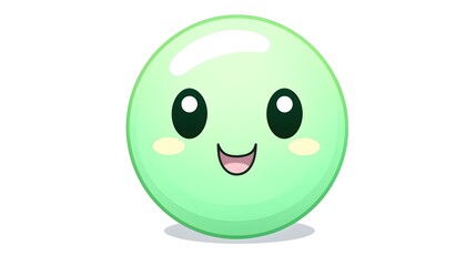 Fototapeta premium Cute light green letter character with a smiling face and blinking eyes