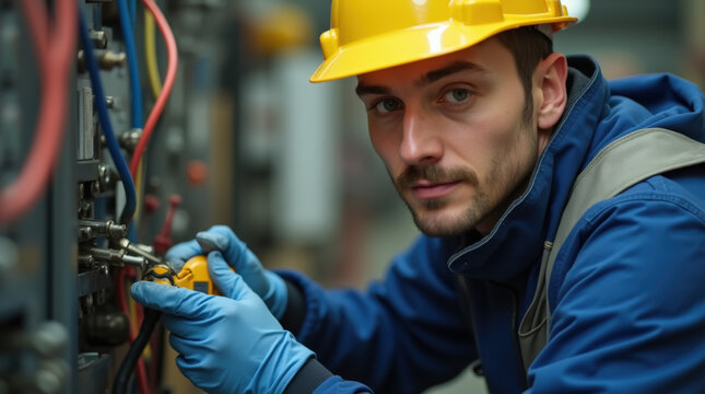 electrician at work - Powered by Adobe