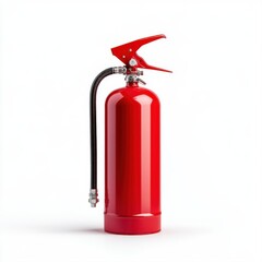 Obraz premium Red Fire Extinguisher on a White Background for Safety and Emergency Preparedness