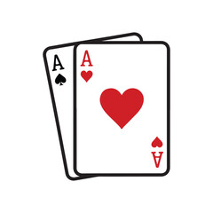 Blackjack poker cards line art icon for apps and websites. Vector illustration
