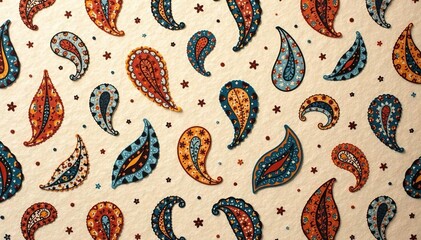 Subtle paisley pattern, muted earth tones, minimalist design , decorative, cream, soft