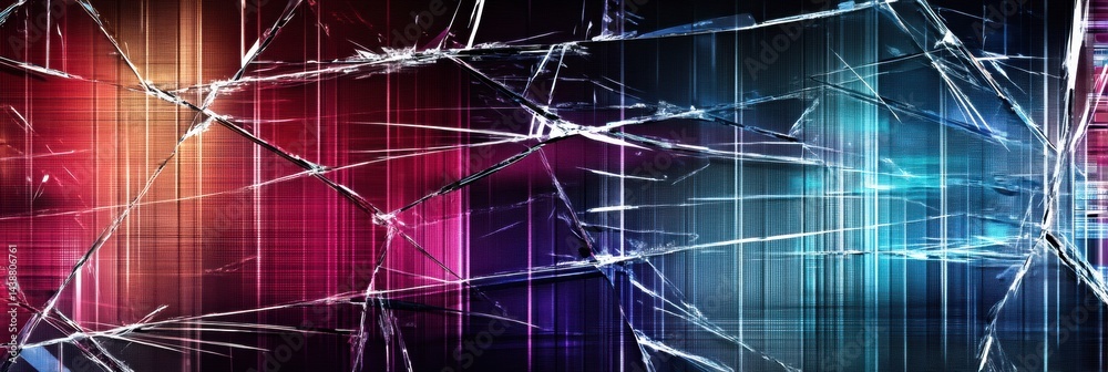 Aufkleber stylized screen with broken glass and glitch effects representing a tech metaphor in a digital art l