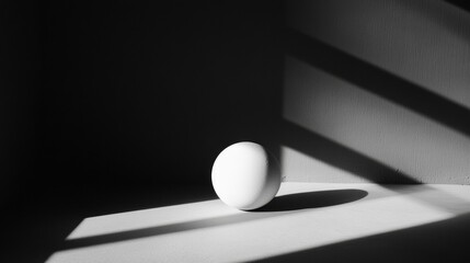 Bright White Object Contrasts Against Deep Shadows Creating a Minimalist Composition in a High-Contrast Display of Light and Darkness