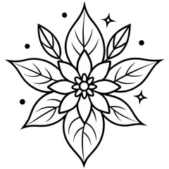 Modern Boho Floral Doodles Vector on White