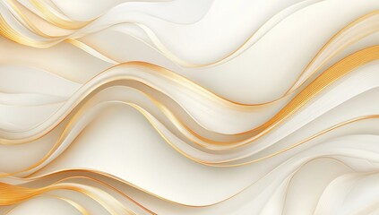 Obraz premium Abstract flowing curves of creamy white and gold. Soft, elegant waves create a smooth, luxurious aesthetic