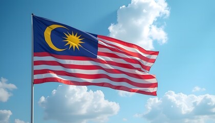 Malaysia flag waving against sky	