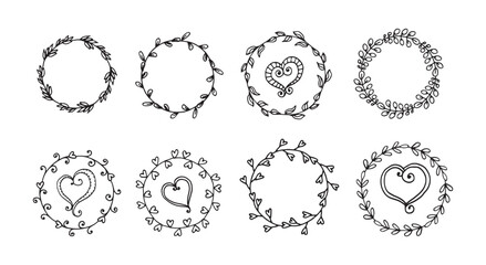 Set hand drawn wedding album ornaments