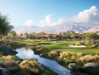 Golf Course Community with Stream and Mountain View