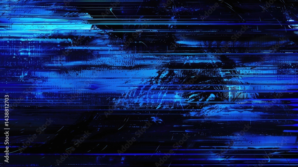 Poster abstract of blue glitch with pixel effect in graphic background use shading and monochrome to expres