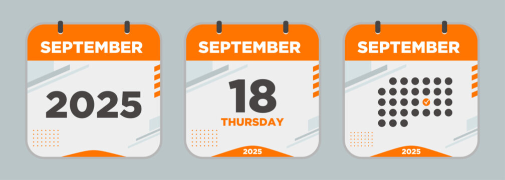 Calendar icon. September. 2025 18 day. The concept of waiting for an important date. Day calendar with date September 18. Cheklist day calendar. Vector illustration.	