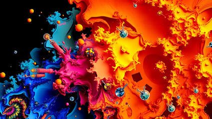 Vibrant Abstract Digital Art with Bright Colors and Swirling Patterns for a Dynamic Modern Background