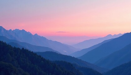 Fototapeta premium Subtle gradient sky, flowing into hazy mountains , seamless, atmospheric