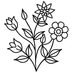 Rustic Floral Vector Set on White