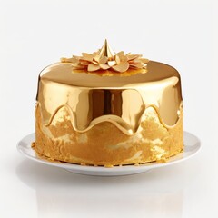 Elegant Gold-Plated Dessert Displayed on White Background