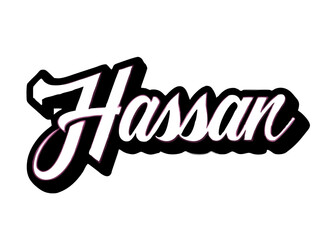 Hassan Name in Stylish Script: A dynamic and modern script design of the name "Hassan", perfect for branding, logos, and personalized designs.  