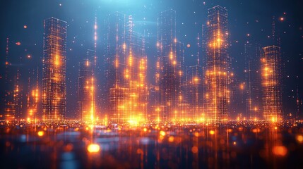 Fototapeta premium Illuminated Metropolis: A Digital Cityscape at Night