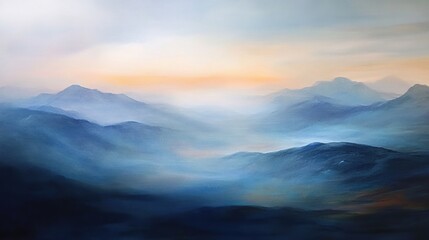 Misty mountain range sunrise