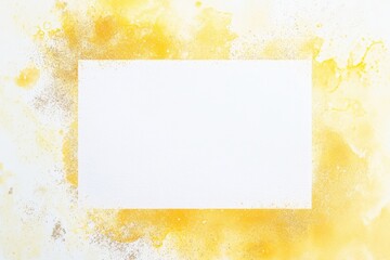 Blank rectangular frame surrounded by yellow and gold watercolor splashes
