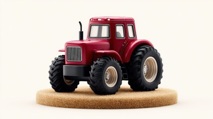 Fototapeta premium Vintage toy tractor model isolated on white background showcasing old fashioned rural farming vehicle concept countryside nostalgia agricultural history and farming equipment evolution