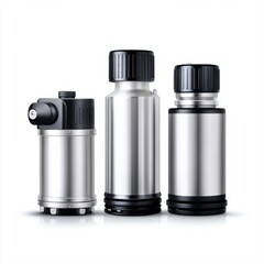 Set of three stainless steel vacuum flasks for hot and cold beverages